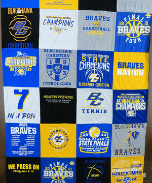 Blackhawk Christian school t-shirt quilt