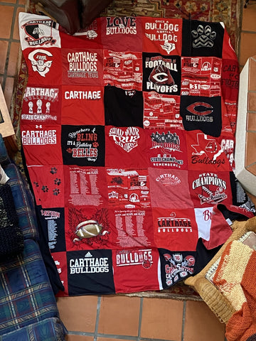 A t-shirt quilt can be a wonderful gift for a Carthage High School, Texas graduate for several reasons