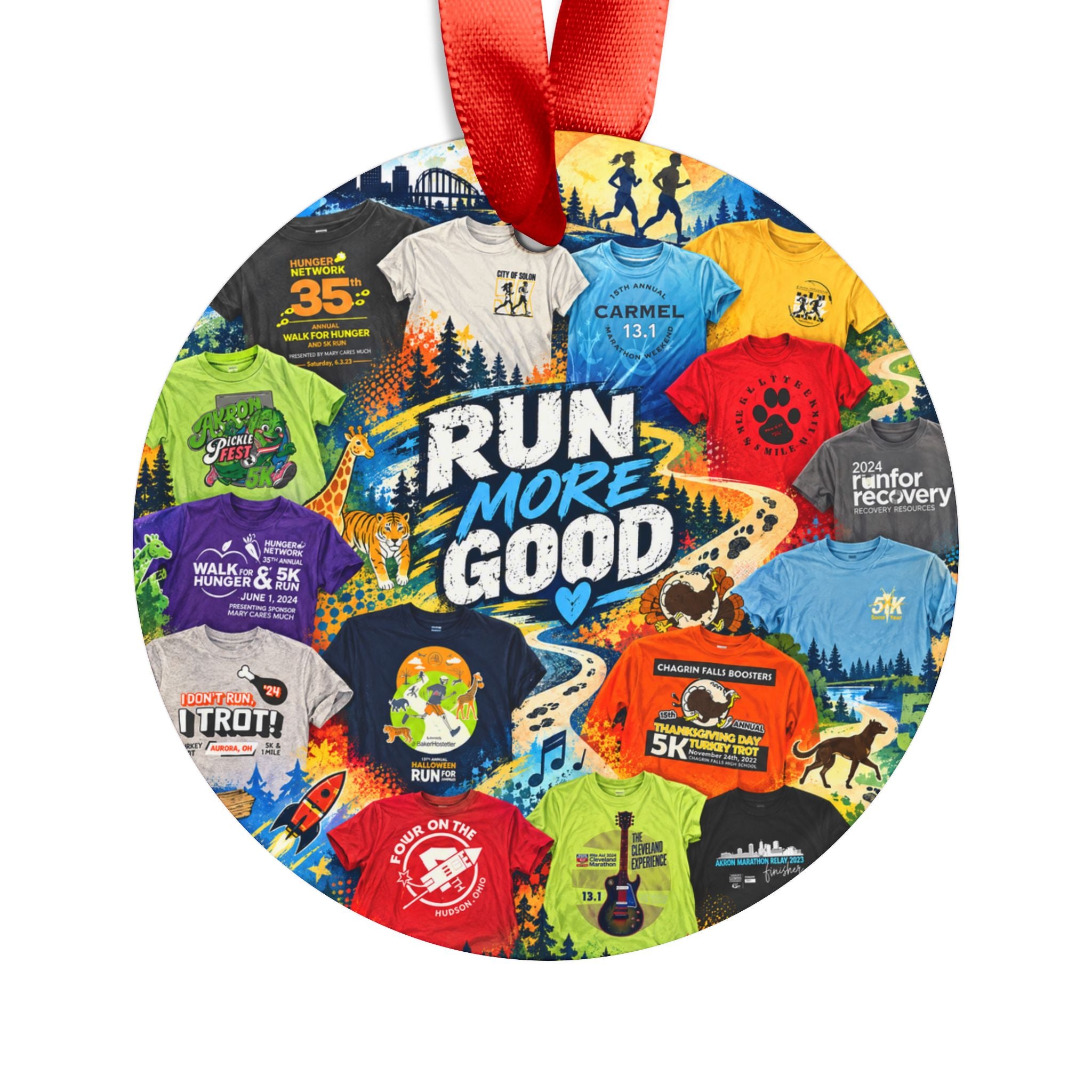 Run More Good Running Collage Acrylic Ornament