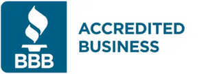 BBB Accredited Business logo with blue and white colors on a white background
