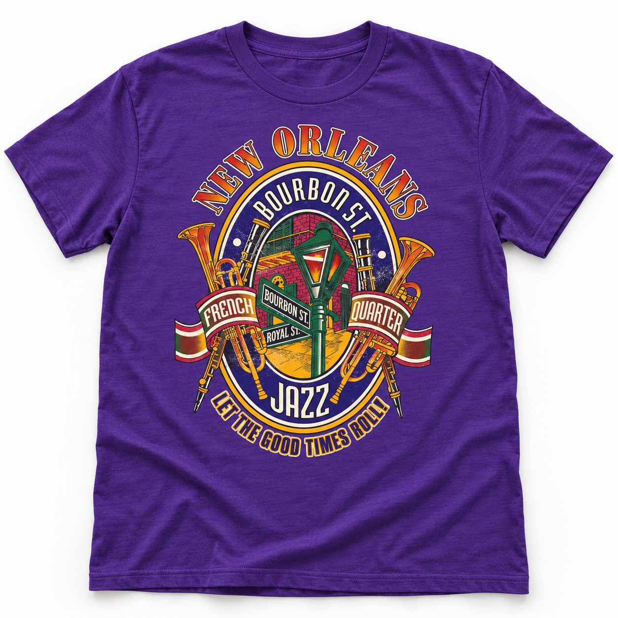 New Orleans Bourbon Street Jazz Tee — Purple