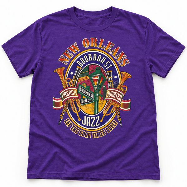 New Orleans Bourbon Street Jazz Tee — Purple
